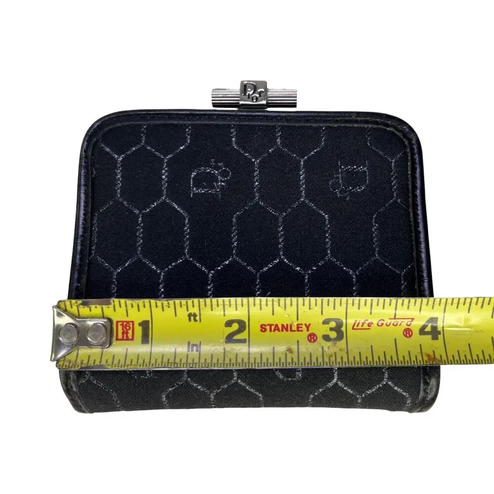 Christian Dior Honeycomb Monogram Coin Purse Black Silver Dior Wallet Vintage